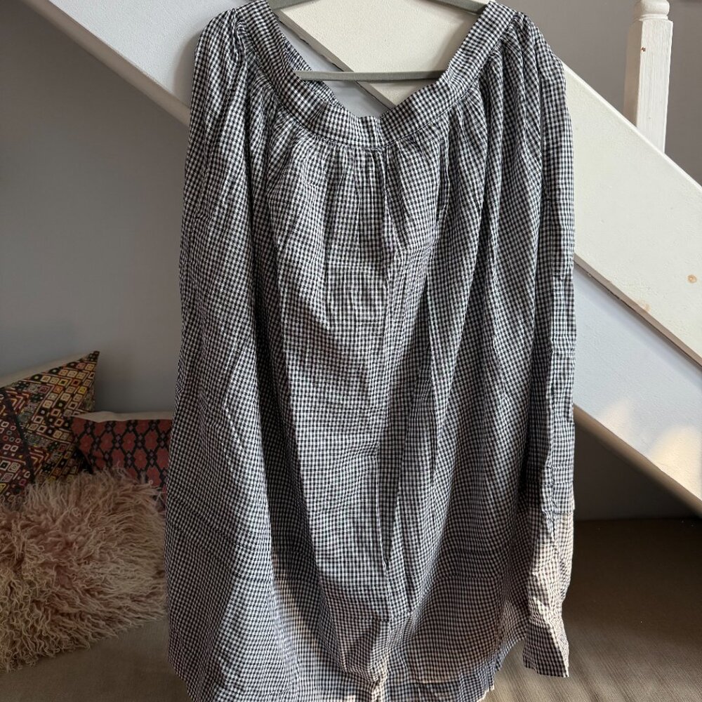 Gap × DÔEN Gingham Midi Skirt XL - White & Navy